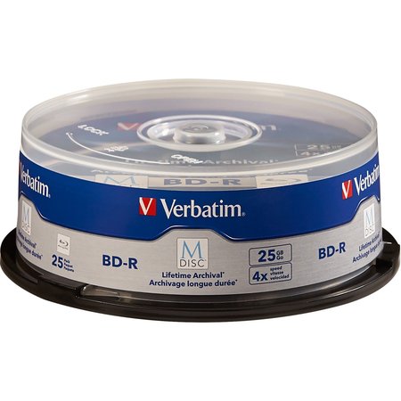VERBATIM Verbatim, M Disc, Bd-R 25Gb 4X, 25/Pk Spindle, Branded Surface 98909